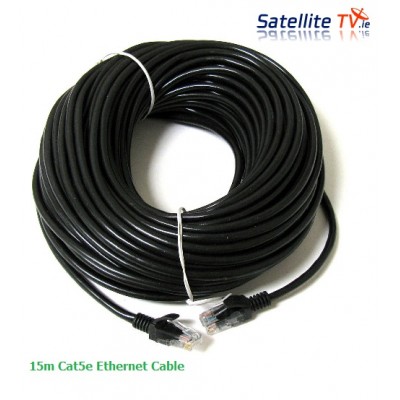 15m CAT 5E Network Lead RJ45 BLACK - 15m Ethernet Patch Cable