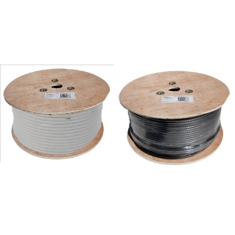 250m Roll of RG6 Satellite Cable in Black or White