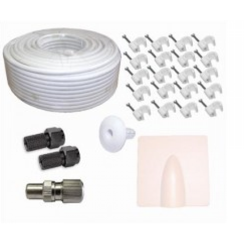 50m White RG6 Aerial + Satellite Cable Kit