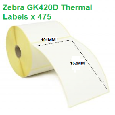 Zebra GK420D Thermal Labels 101mm x 152mm (12 rolls) 