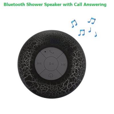Bluetooth Shower Speaker - BLACK - Hands-free Call 