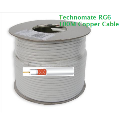 100m Roll of RG6 Satellite cable - White