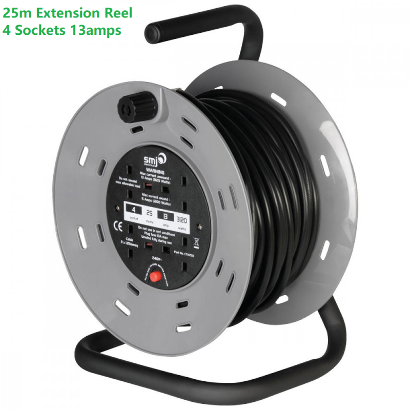 25m Extension Reel - 4 Sockets