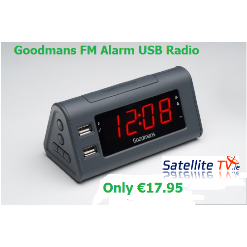 FM Radio + Alarm Clock + 2 x USB Sockets