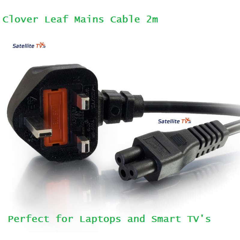 Clover Leaf Mains Cable 2m - Black