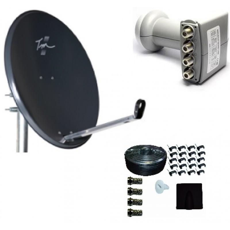Technomate Zone 2 Satellite Dish + Quad LNB + 25m Twin Cable Kit Technomate Zone 2 Satellite Dish + Quad LNB + 25m Twin Cable Kit